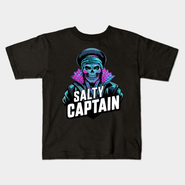 Salty Captain Kids T-Shirt by WyldbyDesign